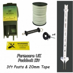 Paddock Kit - creates 100m double line electric fence - with Fenceman DP350 Energiser - standard or tall posts